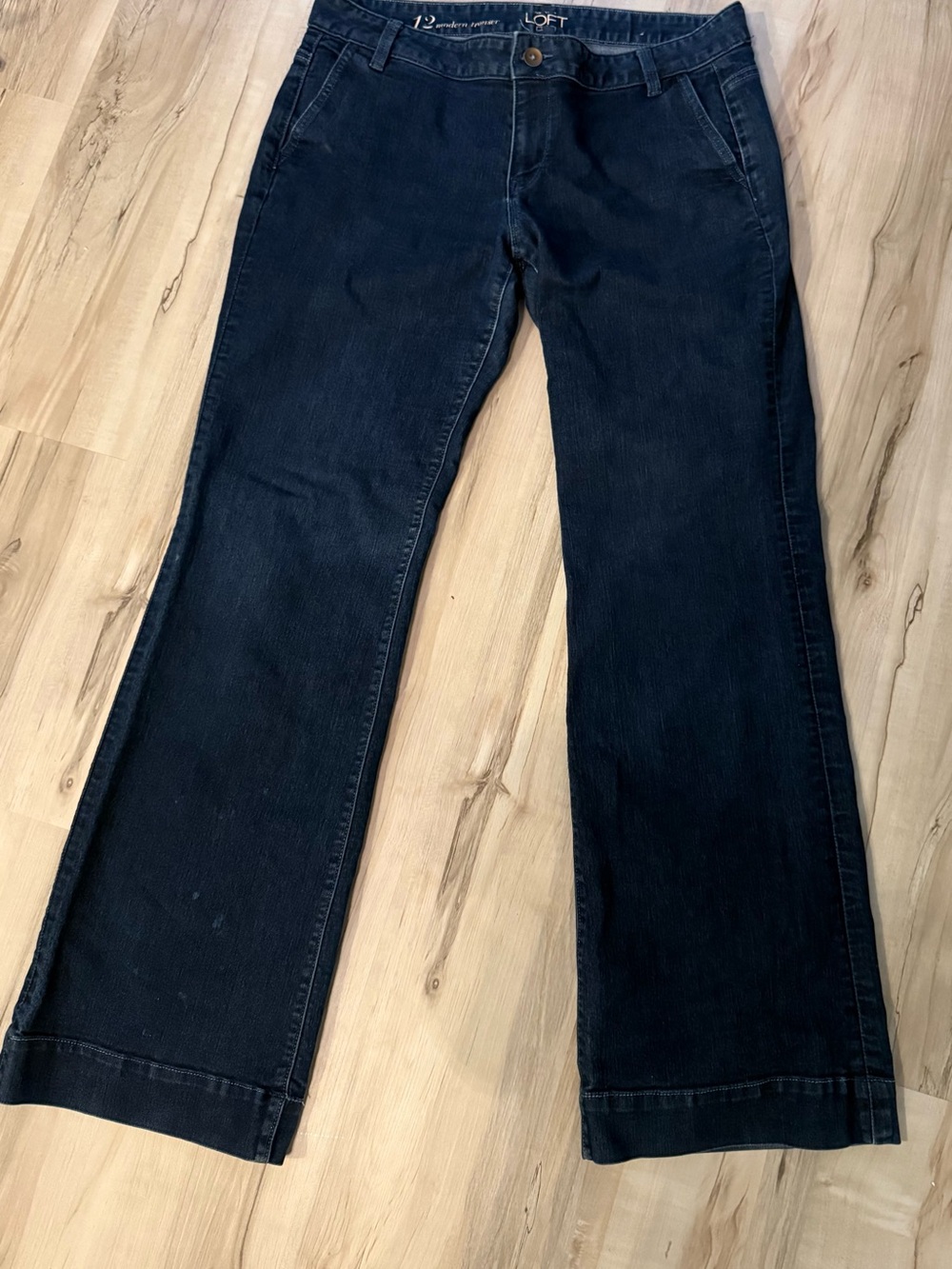 LOFT Dark Navy Wide-Leg Jeans size 12